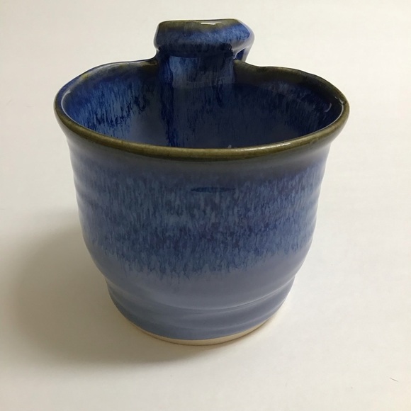 Studio Art Pottery Coffee Mug SIGNED Blue Twist Handle Stone Melbourne Florida - Picture 9 of 15